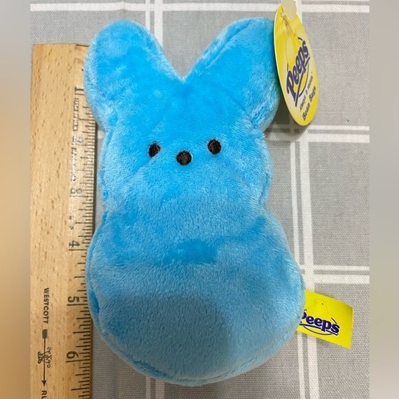 PEEPS Just Born 2005 Blue Easter Bunny Rabbit Plush Toy Stuffed Animal with tags - Picture 5 of 5